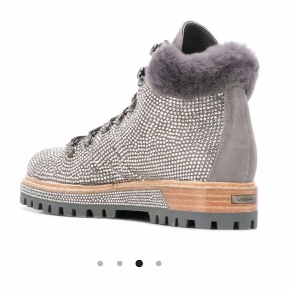 New LE SILLA 6 Crystal Rhinestone St. Moritz Hiking Boots Embellished Suede - Picture 3 of 6